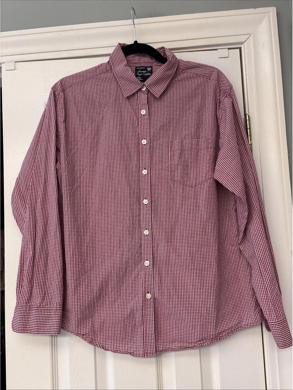 American Eagle Men Med Button Shirt Long Sleeve Check Multicolor seriously Soft